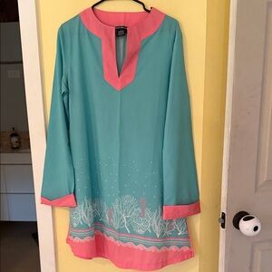 Chic Pink and Green Swim Coverup